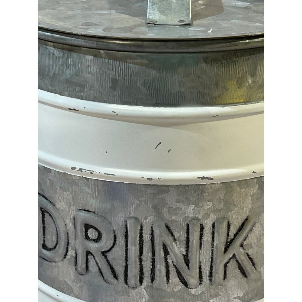 Unbranded Galvanized Metal Ice Bucket Silver White Drinks Rustic Farmhouse Decor - Picture 2 of 10